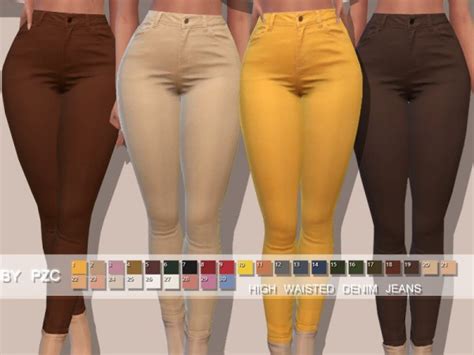 The Sims Resource High Waisted Denim Jeans By Pinkzombiecupcakes