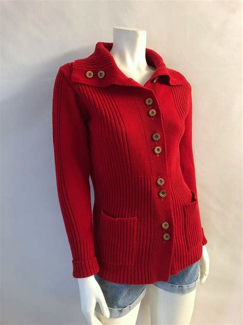 Vintage Womens 80s Red Cardigan Sweater Button Etsy Red Cardigan Sweater Red Cardigan