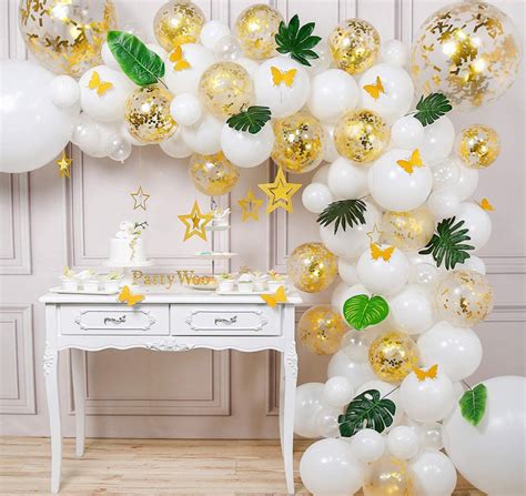 Mioparty™ Gold White Confetti Balloons 12 Inch Gold Metallic Balloons