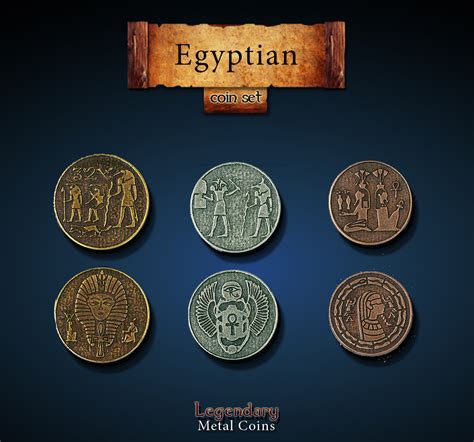Egyptian Set Legendary Metal Coins Drawlab Entertainment