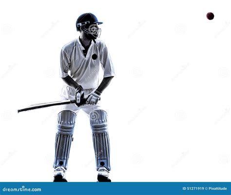 Cricket Player Batsman Silhouette Stock Image Image Of Full Action