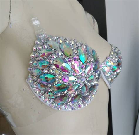New Bra Carnival Show Girl Iridescent Crystals Ab Stones Bra Etsy Uk