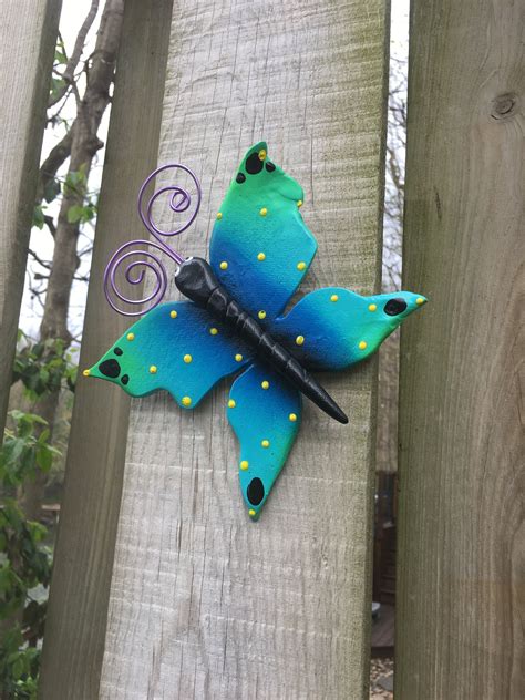 Butterfly Fence Art Set Of Five Ceramic Hanging Butterflies Fence Wall