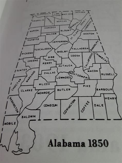 1850 Alabama County Map