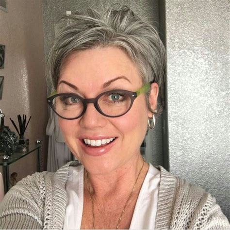 Image Result For Short Hairstyles For Grey Hair And Glasses Grey Hair