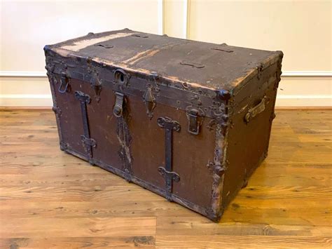 Antique Ornate Large Travel Trunk Steamer Trunk Late 19th Century