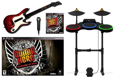 Ps3 Warriors Of Rock Game Bundle Set W Guitar Drum Mic Hero Used Super Kit Wor Ebay