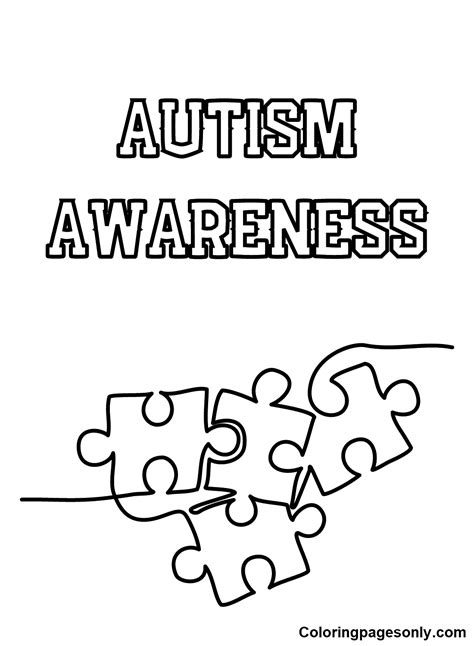 World Autism Awareness Ribbon Coloring Pages Free Printable Coloring