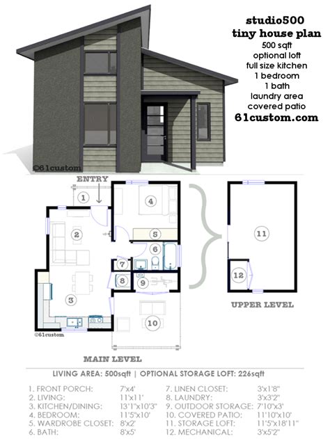 Studio500 Modern Tiny House Plan Mini House Plans Garage House Plans