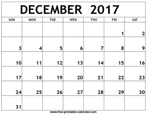 December 2017 Printable Calendar Monthly Calendar Printable June