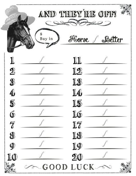 Printable Horse Racing Forms