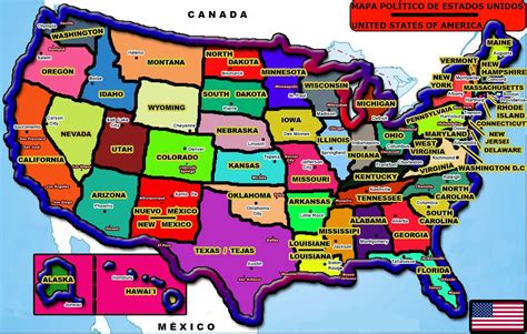 Mapa De Estados Unidos Con Capitales