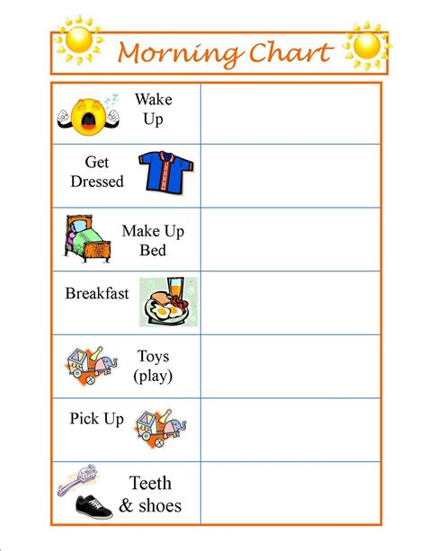 Morning Routine Chart For Kids Free Printable