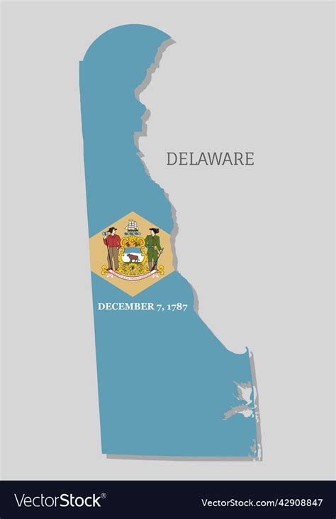 Map Of Delaware State With National Flag Inside Vector Image