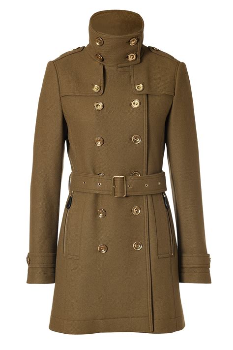 Burberry Brit Wool Cashmere Dayles Moore Coat In Olive Brown In Green