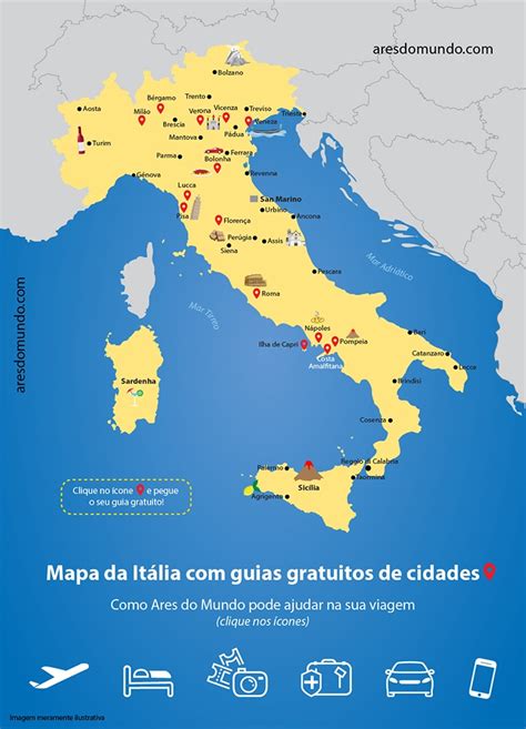 Mapa Da Itália Com 15 Guias Gratuitos De Cidades Ares Do Mundo