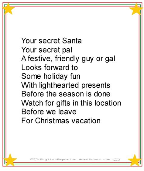 A Christmas Poem For Your Secret Santa Funny Christmas Poems Secret