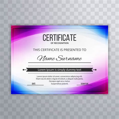 Certificate Premium Template Awards Diploma Colorful Wave Illust 245514