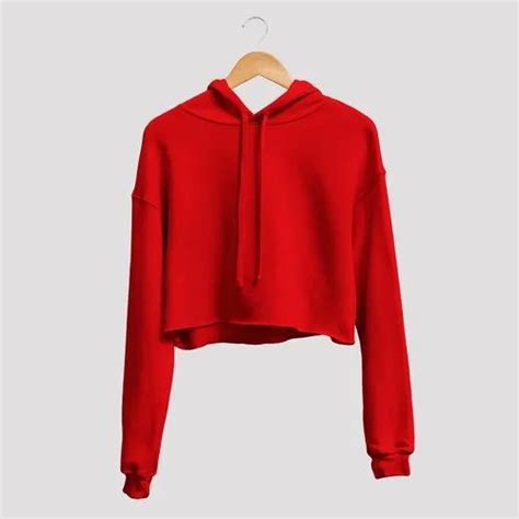 Cotton Plain Ladies Red Crop Hoodie Size M Xxl At Rs 999piece In