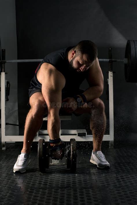 Man Preparing For Weightlifting Workout Stock Image Image Of Sunlight