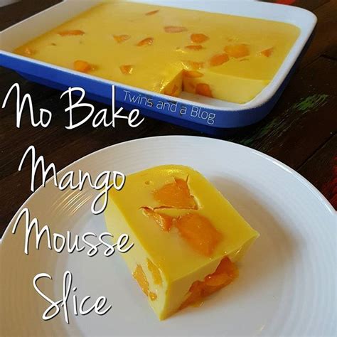 No Bake Mango Mousse Slice Twins And A Blog Recipe Mango Jello Recipes Mango Mousse