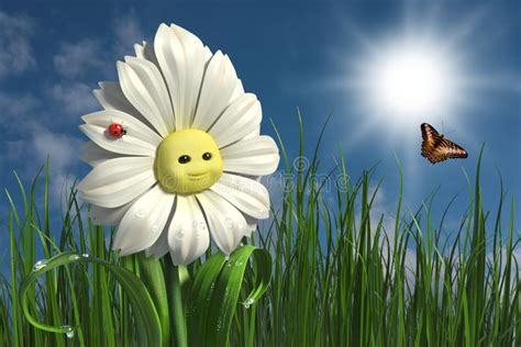Happy Smiling Daisy Flower Stock Illustrations 1722 Happy Smiling
