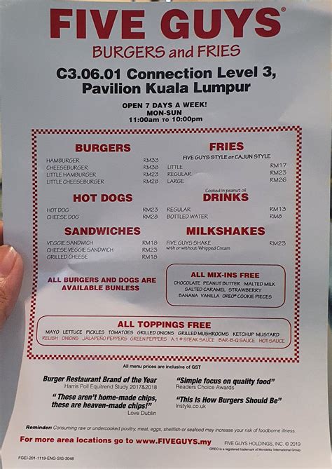 Aiman I Abdullah On Twitter So This Is The Menu For Five Guys Pavilion Kl A Cheeseburger