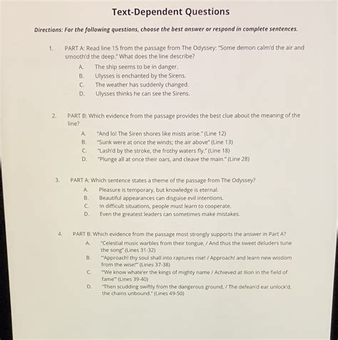 Solved Text Dependent Questions Directions For The Following