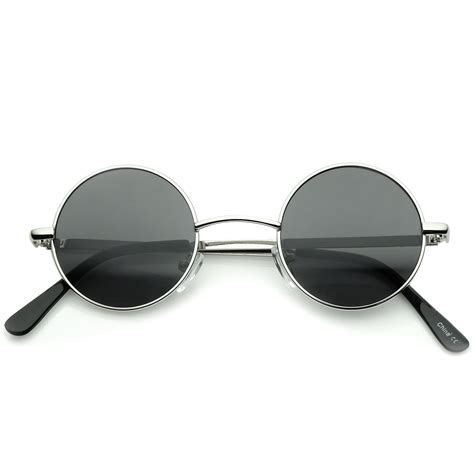 Small Retro Lennon Inspired Style Neutral Colored Lens Round Metal Sunglasses 41mm 41mm