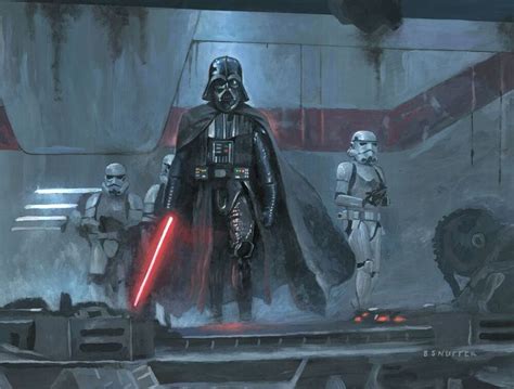 Star Wars Original Painting Signed Darth Vader Rogue One By Bryan