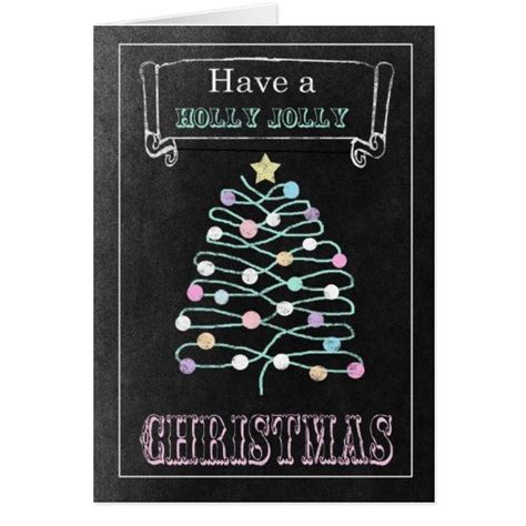 Chalkboard Squiggle Tree Christmas Card Zazzle