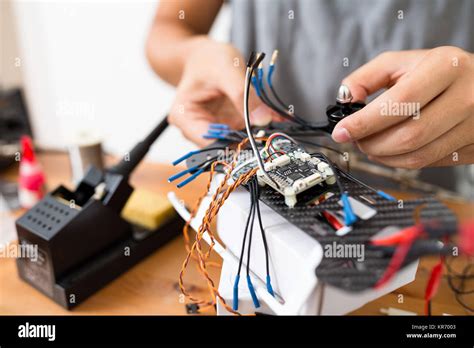 Connecting The Wire On Flying Drone Stock Photo Alamy