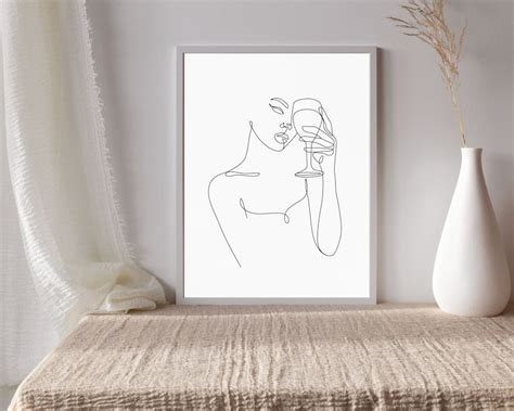 Wine And Woman One Line Art Nude Line Drawing Sexy Drawing Etsy Ireland