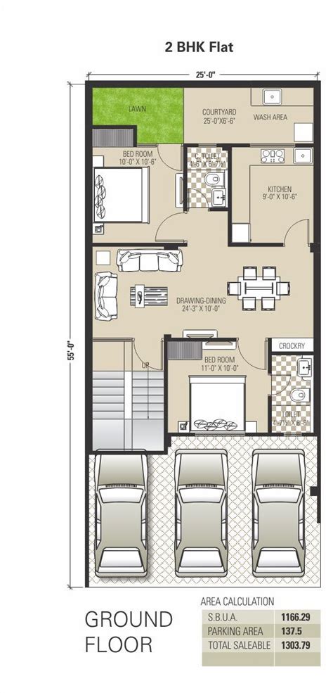 Great Concept 2 Bhk Home Plan Layout Great