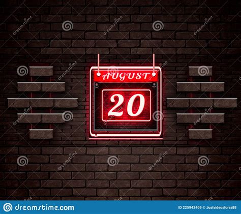 20 August Monthly Calendar On Bricks Background Stock Illustration