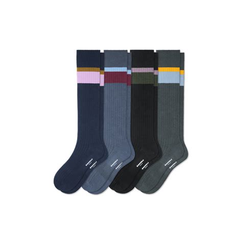 Mens Ribbed Dress Over The Calf Sock 4 Pack Bombas