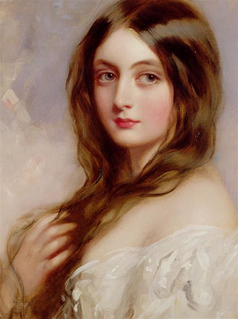 A Young Girl In A White Dress Painting By Richard Buckner