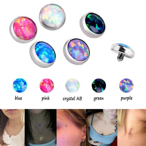 Titanium Piercings Micro Opal Dermal Anchor Top Jewelry Dermal Flat Head Surface EBay