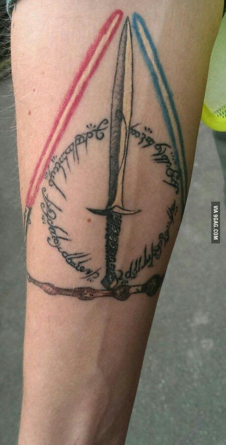 Awesome Tattoo Combining Star Wars Lord Of The Rings And