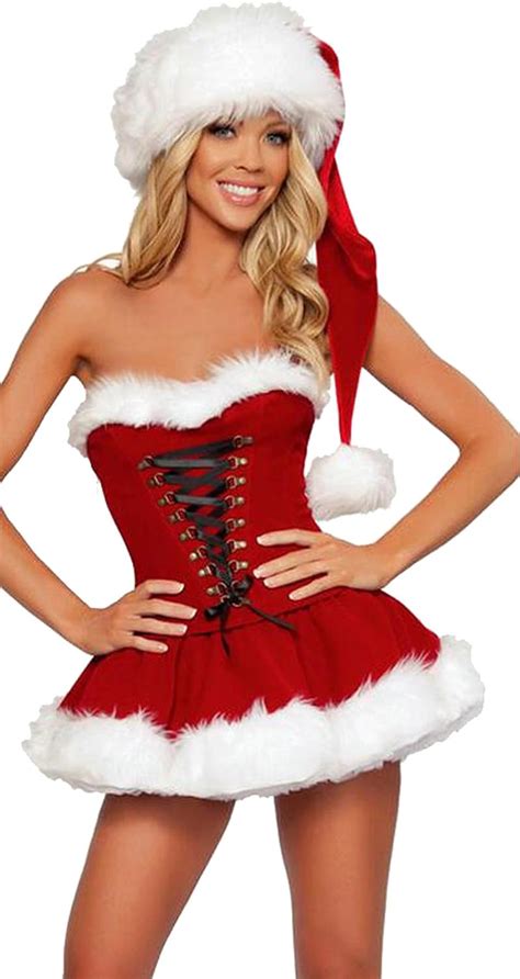 Haomei Woman Sexy Christmas Tee Dress Santa Outfit Miss Claus Costumes Xmas Party Fancy Dress