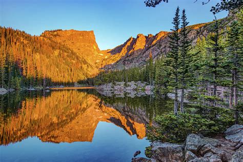 Sunrise On Hallett Peak Over Dream Lake Estes Park Colorado