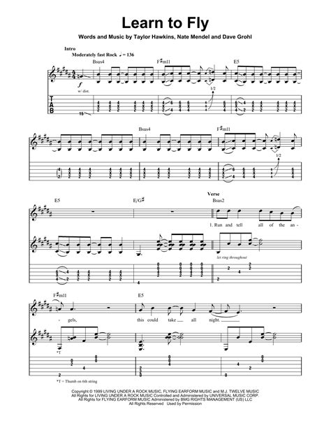 Learn To Fly Guitar Tab By Foo Fighters Guitar Tab 54723