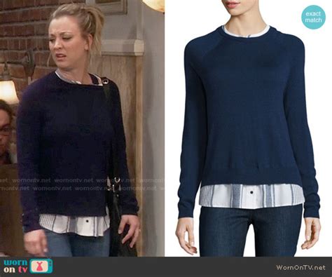 Wornontv Pennys Blue Striped Layer Sweater On The Big Bang Theory