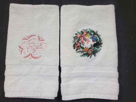 Christmas Hand Towel Set 2 Pieces Etsy