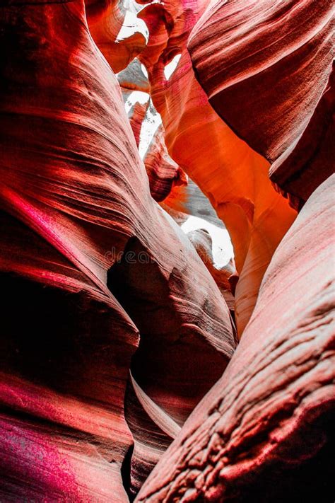 View Into Abstract Red Sandstone Cave With Wavy Lines Antelope Canyon