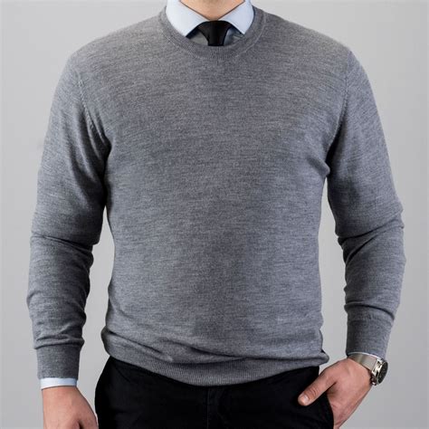 Crew Neck Merino Wool Sweater Gray Tailor Store