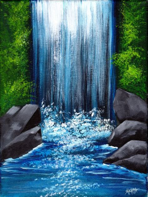 Easy Fan Brush Waterfall Beginner Acrylic Painting Step By Step 7