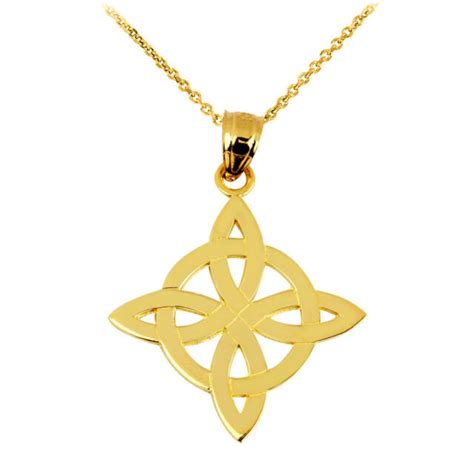 Solid 10k Yellow Gold Irish Celtic Trinity Cross Pendant Necklace Ebay