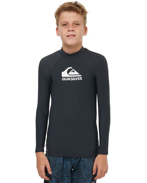 Quiksilver Boys Heater Long Sleeve Rash Vest Black Surfstitch