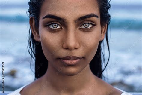 Beautiful Indian Woman With Blue Eyes Stock Photo Adobe Stock